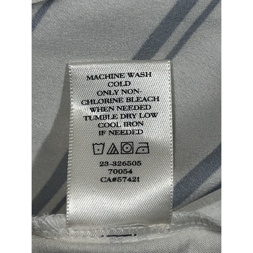 Ann Taylor Striped Button Up Shirt Women's Size L Long Sleeve Collared Top Blue - Picture 9 of 9